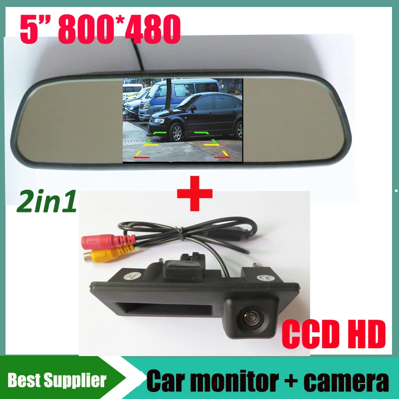 

5" car monitor mirror TFT LCD for Audi A4L A4 A5 VW Passat Tiguan Golf Touran Jetta Sharan Touareg car rear view parking camera