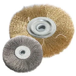 Wire Wheel Brush for Metal Derust Wood Deburring, Flat Type, Polishing Tool, Bench Grinder, Polishing, 4 in, 6 in, 10mm, 16mm, 1PC