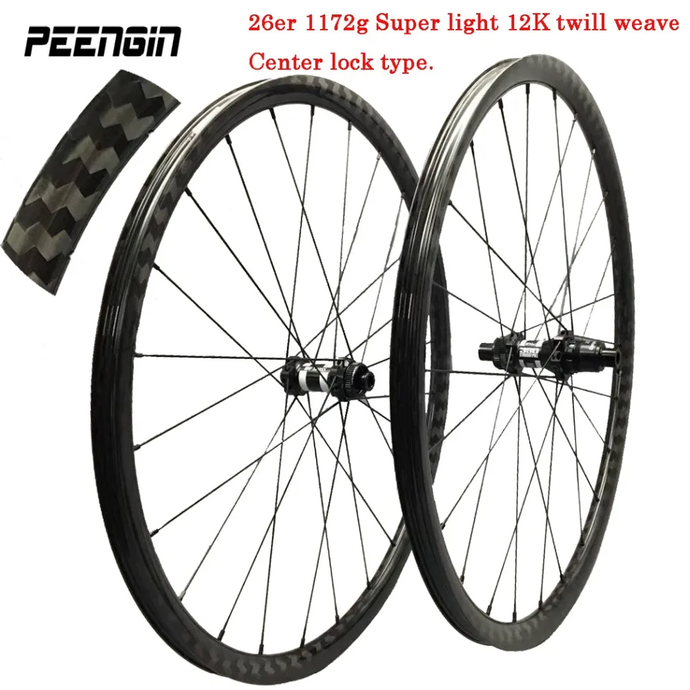 Center Lock 1172g 26er Mtb 12K Twill Carbon Wheels 29er Mountain Wheelset 27.5Inch Novatec/Powerway/DT 350s/240S Hubs 1420 Spoke