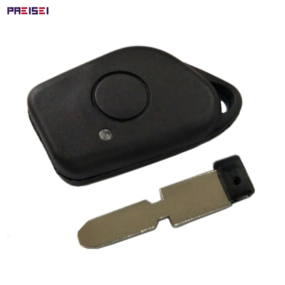 PREISEI 1 Buttons Car Remote Key Shells Case For Peugeot 406 Key Replacements Fobs No LOGO With Battery Clip