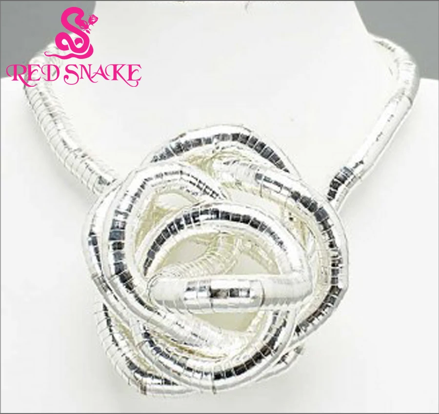 RED SNAKE Retail  Silver Plated Punk Necklace Twistable Flexible Bendable  Bendy Snake Necklace Manufactory Price