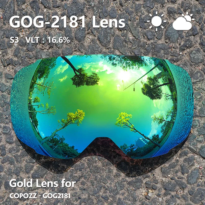 COPOZZ Magnetic Lenses for Ski Goggles GOG-2181 Lens Anti-fog UV400 Spherical Snow Ski Glasses Snowboard Goggles(Lens Only)