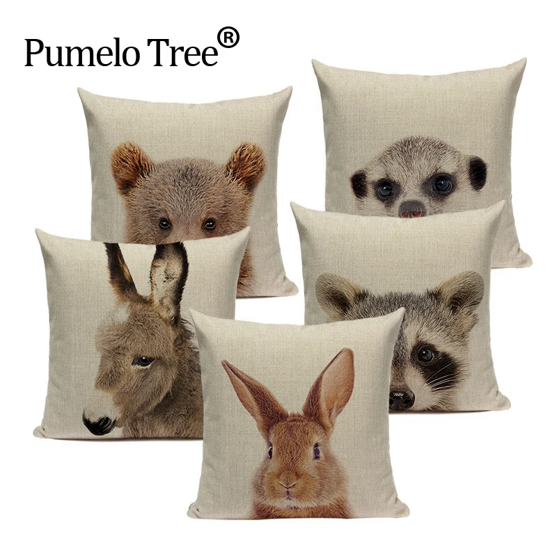 Cute Animal Deer Cushion Cover Bera Textile Sofa Car Decor Pillow 45Cmx45Cm Square Sofa Home Car Decorative Printing Pillowcases