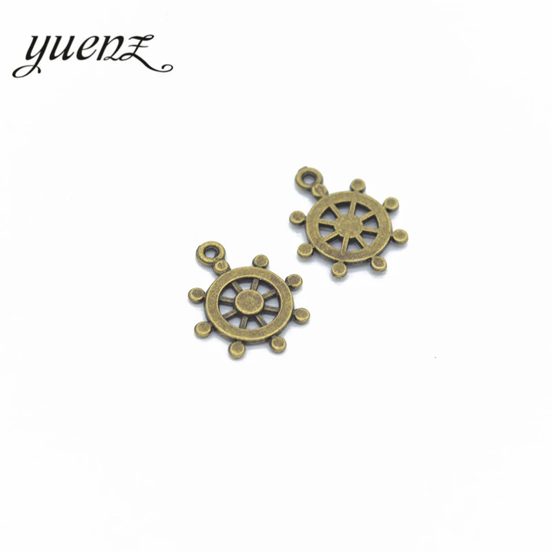 YuenZ 20pcs Antique Silver Plated rudder Charms Metal Pendants for Jewelry Making DIY Handmade Craft 18*15mm H24