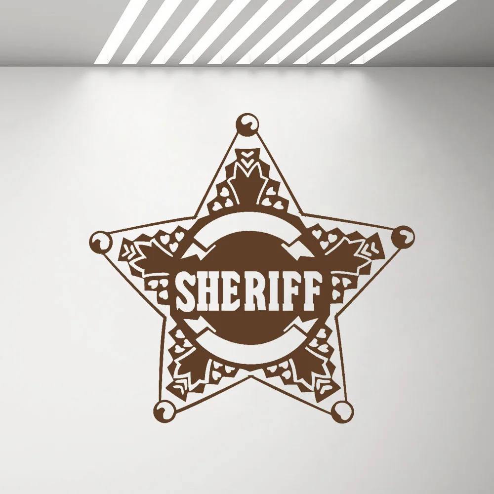 Star Law Sheriff Badge Police Wall Stickers Mural for Kids Rooms Removable Boy Gift Vinyl Decals Home Decor Bedroom Sticker G460