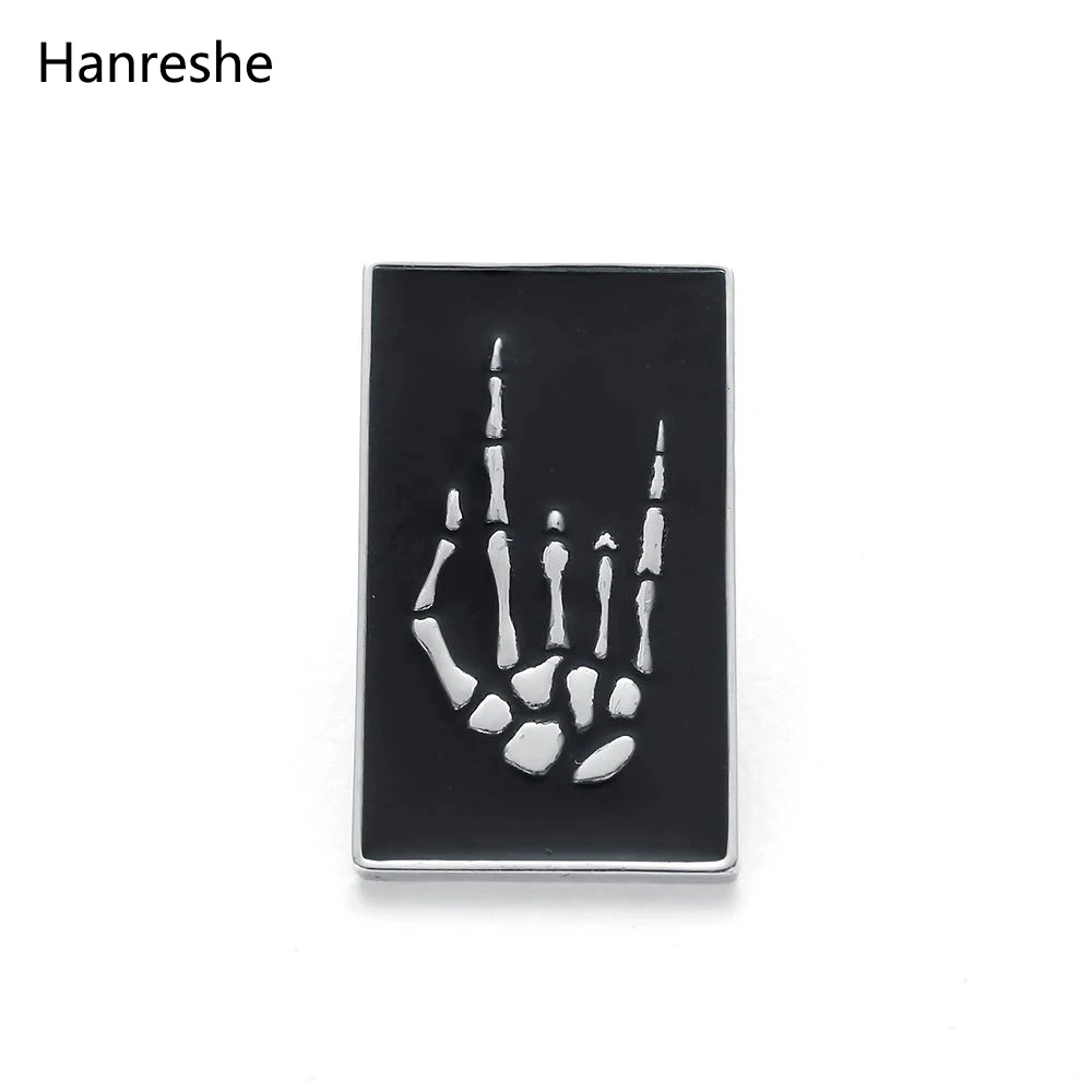 Best Fashion Rectangle Skeleton Hand Pin Medical Jewellery Anatomical Gold Color Gift For Men Enamel Lapel Pin Brooches