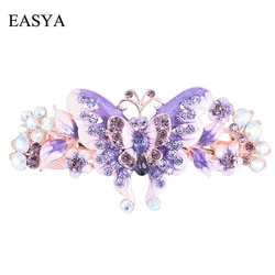 EASYA Large Enamel Crystal Butterfly Barrettes Hair Clip New Fashion Women Girls Pretty Hairpin Hearwear Accessories Ornaments