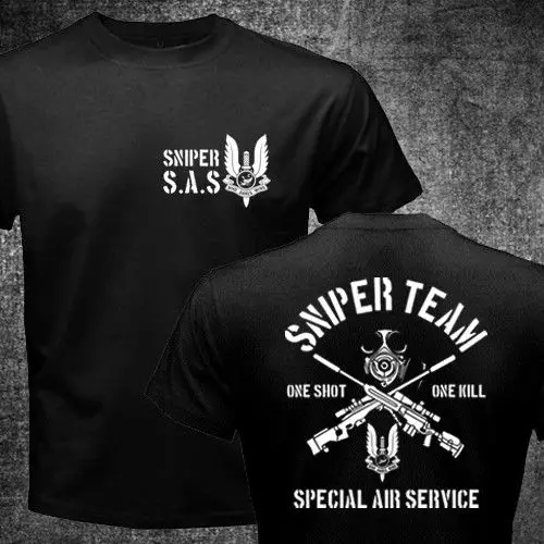 New British United Kingdom Sas Special Forces Sniper Team Military T-Shirt Double Side newest 2019 Men Funny T-Shirt Custom Tee