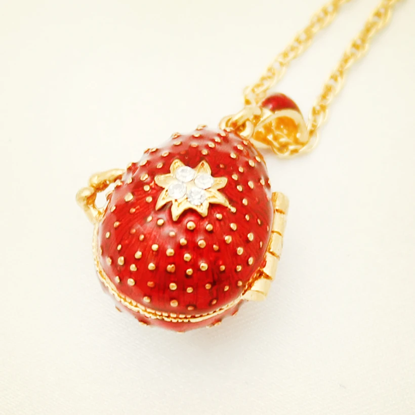 Suitable for European luxury Faberge egg pendant  red crystal cross pendant necklace enamel Europe Easter eggs, Christmas gifts