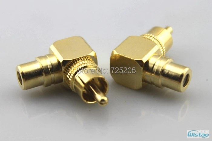 RCA Male to Female HIFI AV Amplifier Speakers RCA Subwoofer Right Angle Adapters 24K Gold-plated Pure Copper DIY Free Shipping