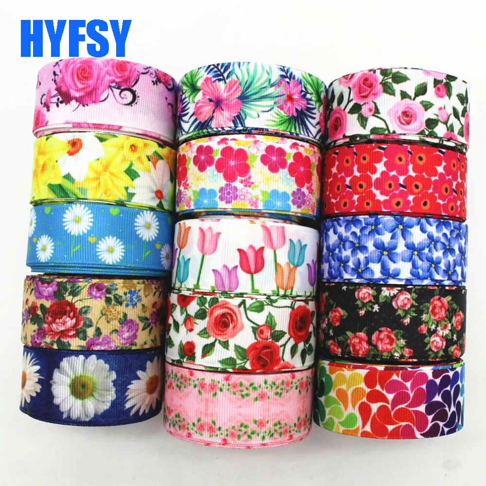 10 Yards 25mm Large Flowers Fibbon Hand-made tape DIY gift packaging Grosgrain ribbons headwear