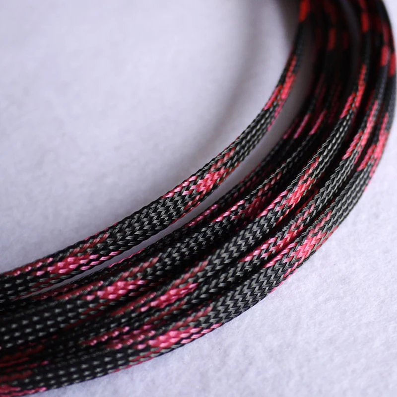 1-50M Cable Sleeves Black & Pink Snakeskin Mesh Wire Protecting Nylon Tight PET Expandable Insulation Sheathing Braided Sleeves