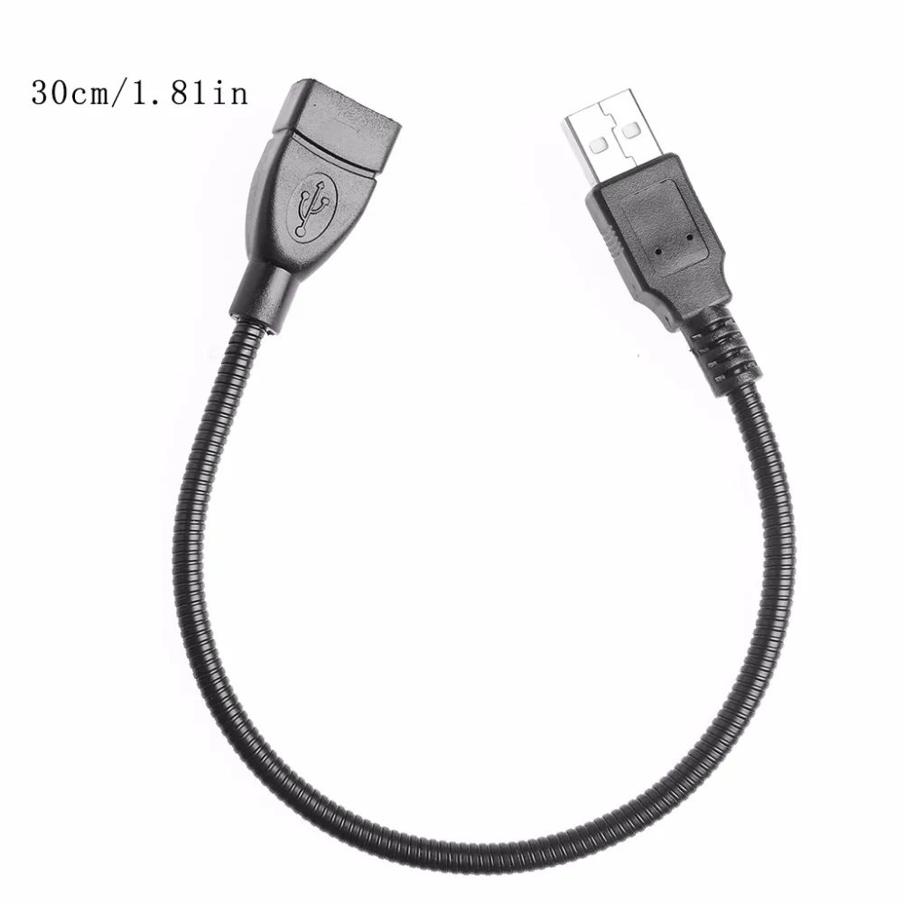 Flexible Mesh Metal USB 2.0 Male To Female Data Transmission Power Cord Stand Holder Gooseneck Extension Cable 30CM/1FT