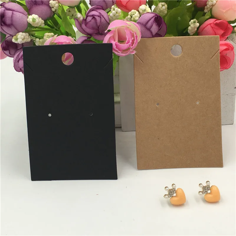 

50Pcs/Lot Kraft Paper Necklace Cards for Packing Stud Earring Cards and Other Jewelry Accessories Displays Blank Card Customized