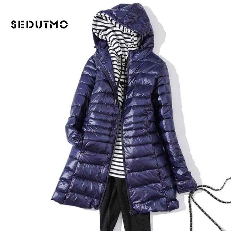 Sedutmo Winter Ultra Licht Lange Womens Down Jassen Duck Down Jas Puffer Jas Slim Hooded Parka ED621