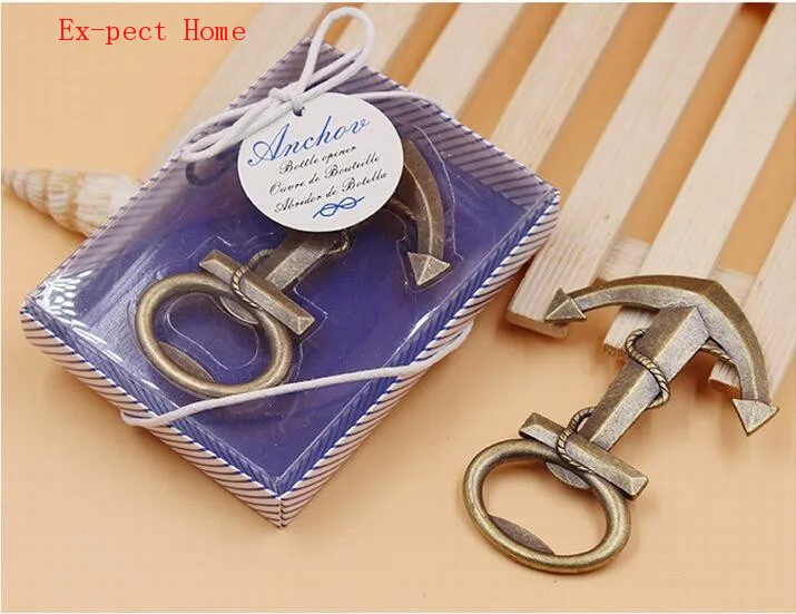 Unique Aeneous Anchor Shaped Beer Bottle Opener Nautical Boat Anchor Bottle Opener Wedding Shower Favors Present Gift 200 pcs