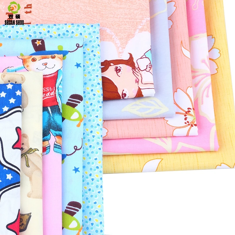 Shuanshuo  Half Meter Twill Cotton Fabric Flower Series  Patchwork Cloth Of Handmade DIY Quilting Sewing Textile Material