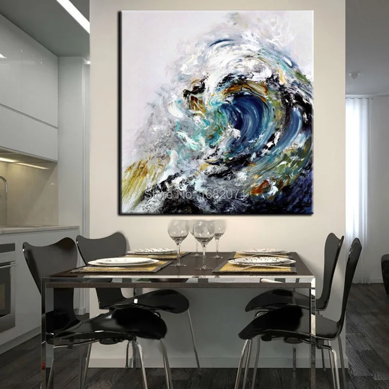 Strong Painter Team Handmade High Quality Abstract Seascape Oil Painting Waves Oil Painting On Canvas For Wall Decoration Art