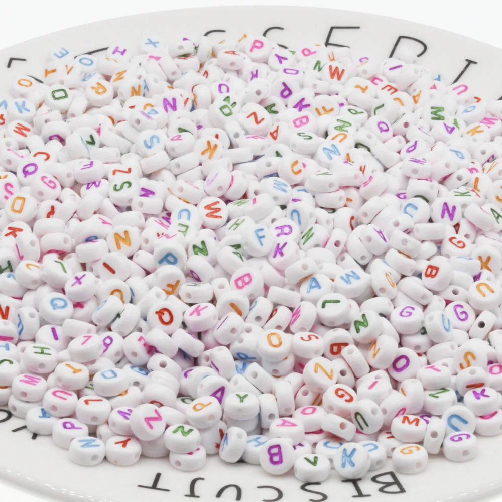 300PCS Round Mix Color Acrylic Letter Beads for Jewelry Making Kid Diy Material Loose Spacer 4*7mm