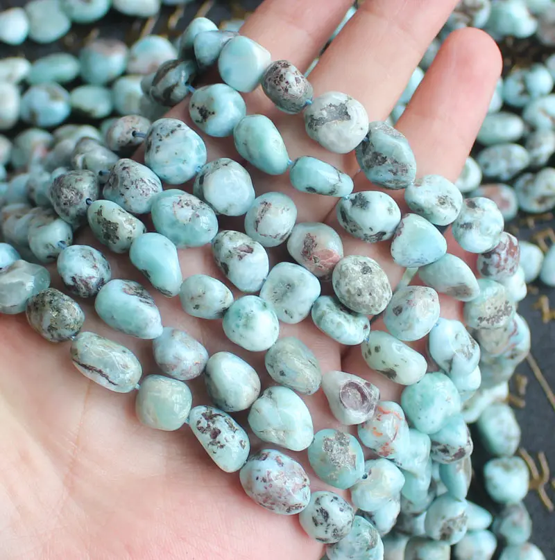 8-12mm Natural Larimar Freeform Loose Beads 15inch per strand Wholesale For DIY Jewellery ! view 3