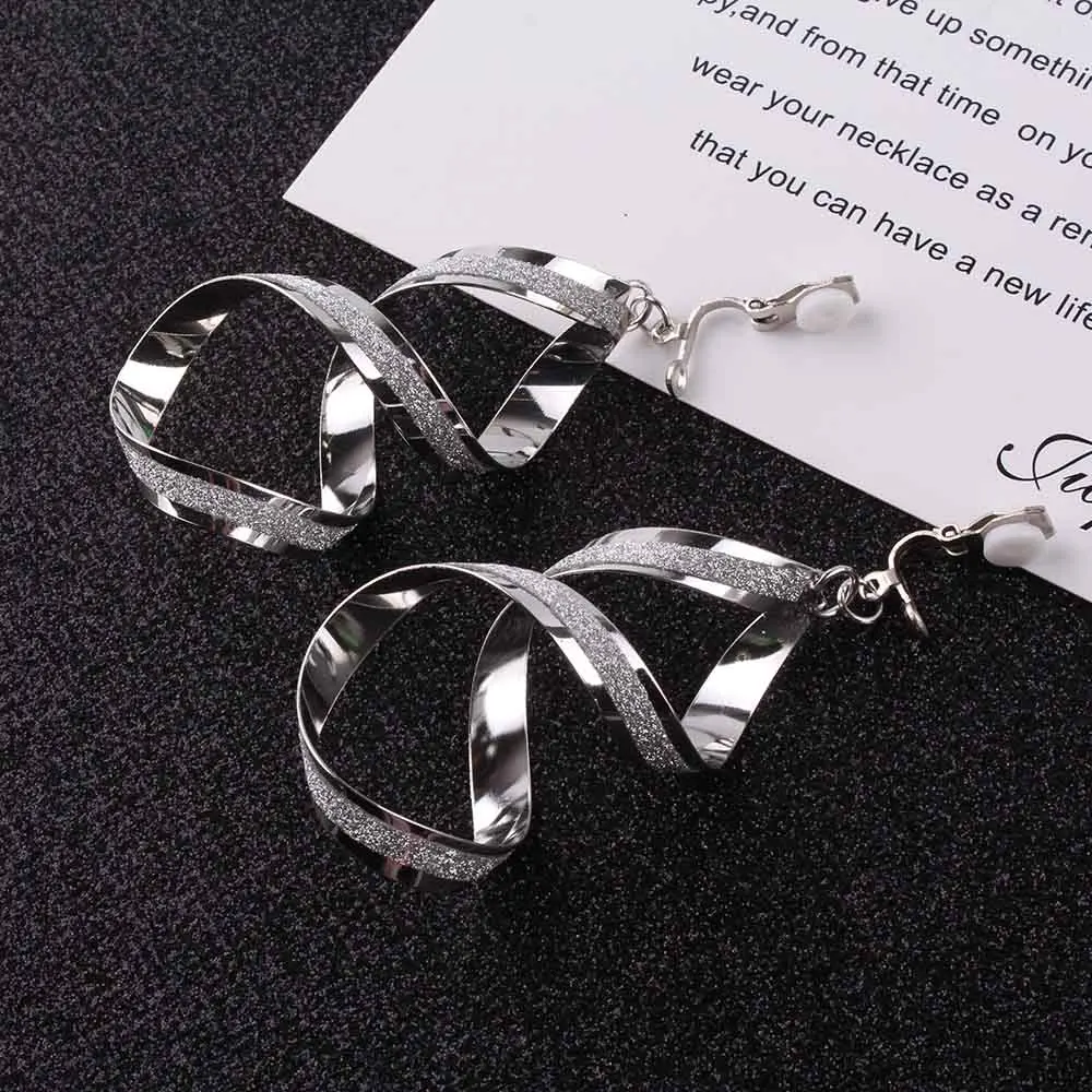 Fashion Punk Long Clip Earrings Gold Black For Women No Piercing Fashion Jewelry