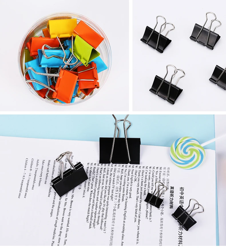 40PCS/lot M&G 19mm Colorful Metal Binder Clips Paper Clip Office Stationery Binding Supplies ABS92797