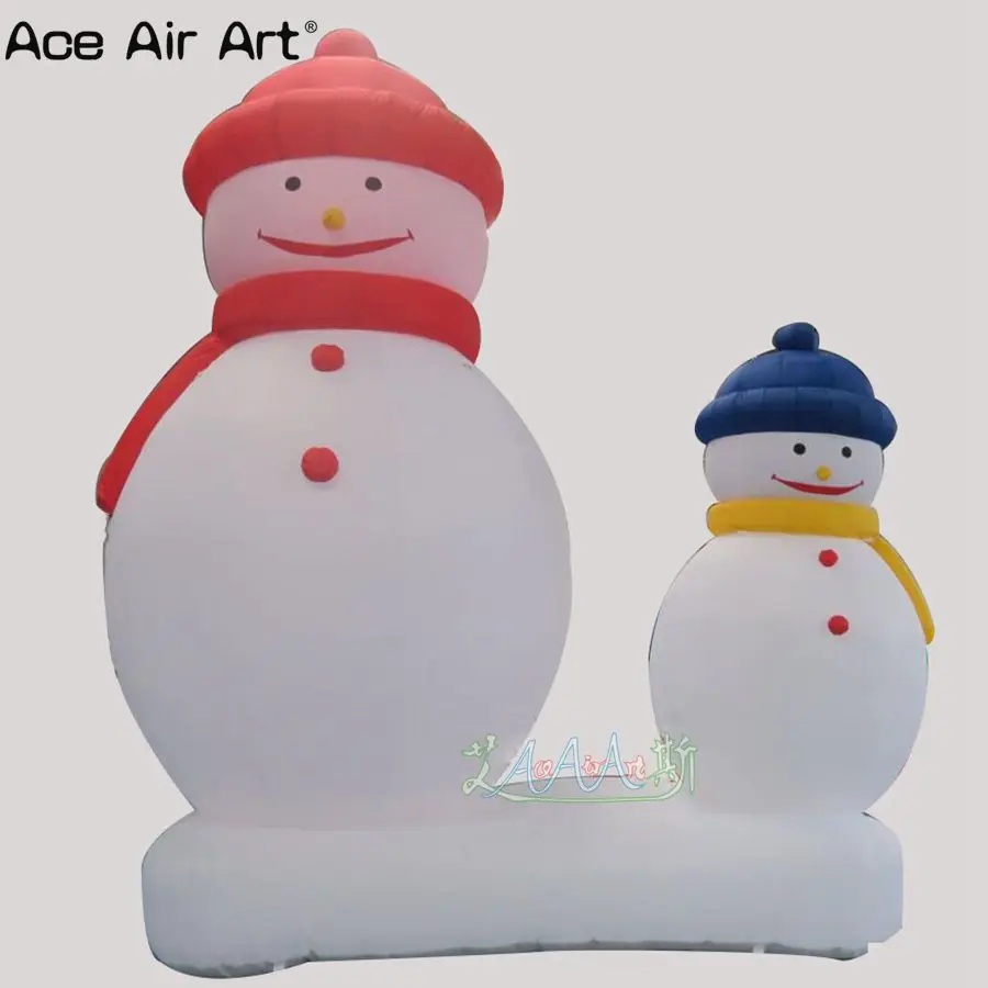 

3m H Commercial Air Blown Christmas Snowman Family Stand on Same Base Snowman Christmas Yard Art Decorations Free Standing