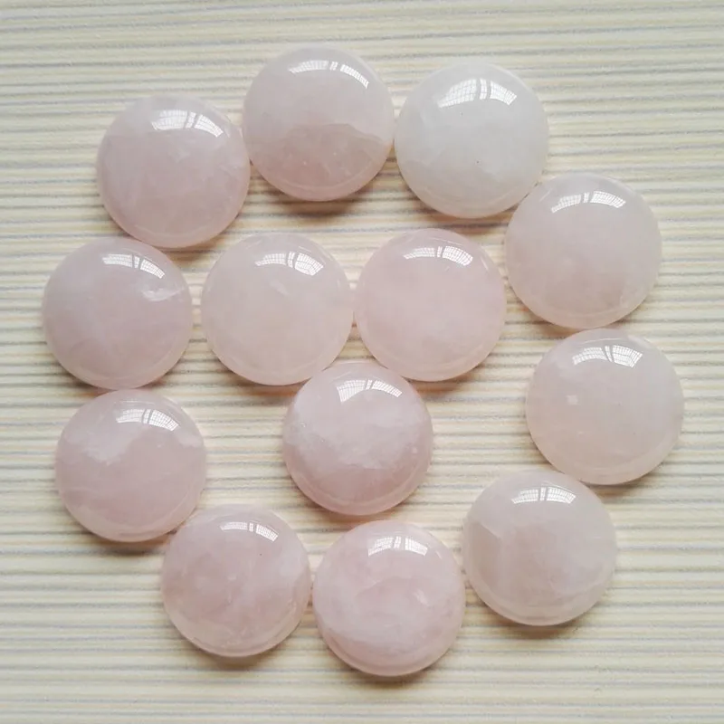 ピンクの天然石ラウンドビーズクォーツ,ファッショナブル,ジュエリー作り用,20mm,ピース/ロット,チャームカボション,イヤリング,ネックレスアクセサリー