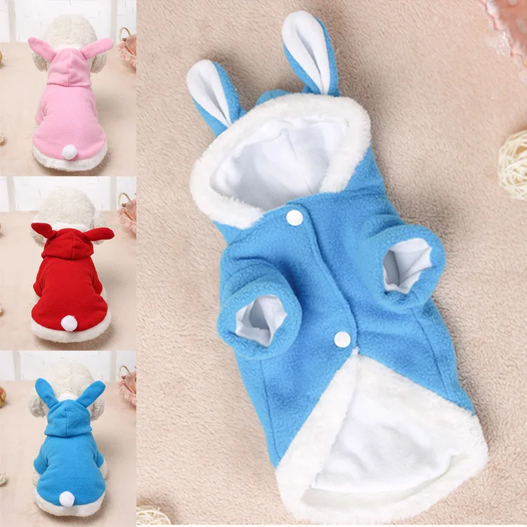 Hooded Coat Clothing for Dogs Fleece Cat Puppy Easter Bunny Pet Dog Costume Clothes Warm Rabbit Dressing Up Outfit J2Y