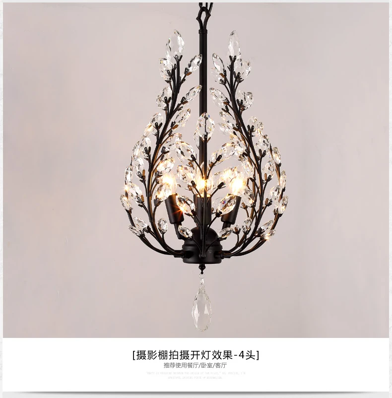 E14 American rural retro garden crystal tree branches corridor bar chandeliers