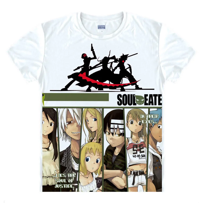 SOUL EATER T-Shirts Multi-style Short Sleeve Shirts Soru Ita DWMA Shibusen Maka Albarn Soul Eater Black Star Cosplay Shirt