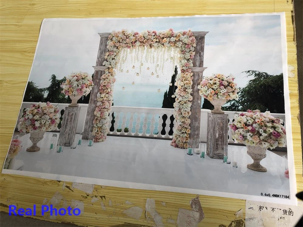 Laeacco Романтическая свадьба сцена цветы венок на дверь сцена любовь Приморский сцена фотографический фон, фото-декорации Фотостудия
