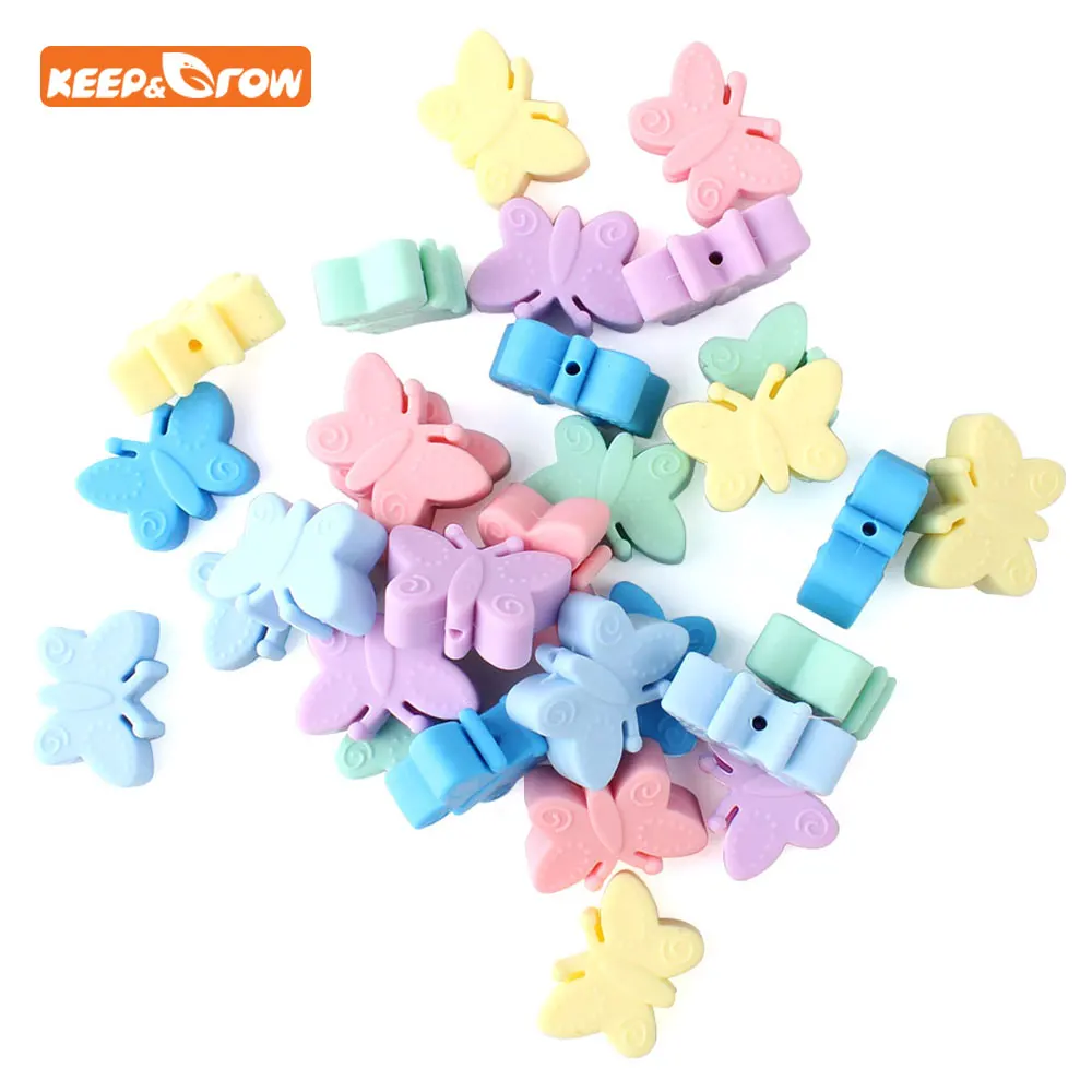 

Keep&grow 5Pc Butterfly Silicone Beads Baby Teething Necklace DIY Making Animal BPA Free Silicone Beads Baby Teether Accessories