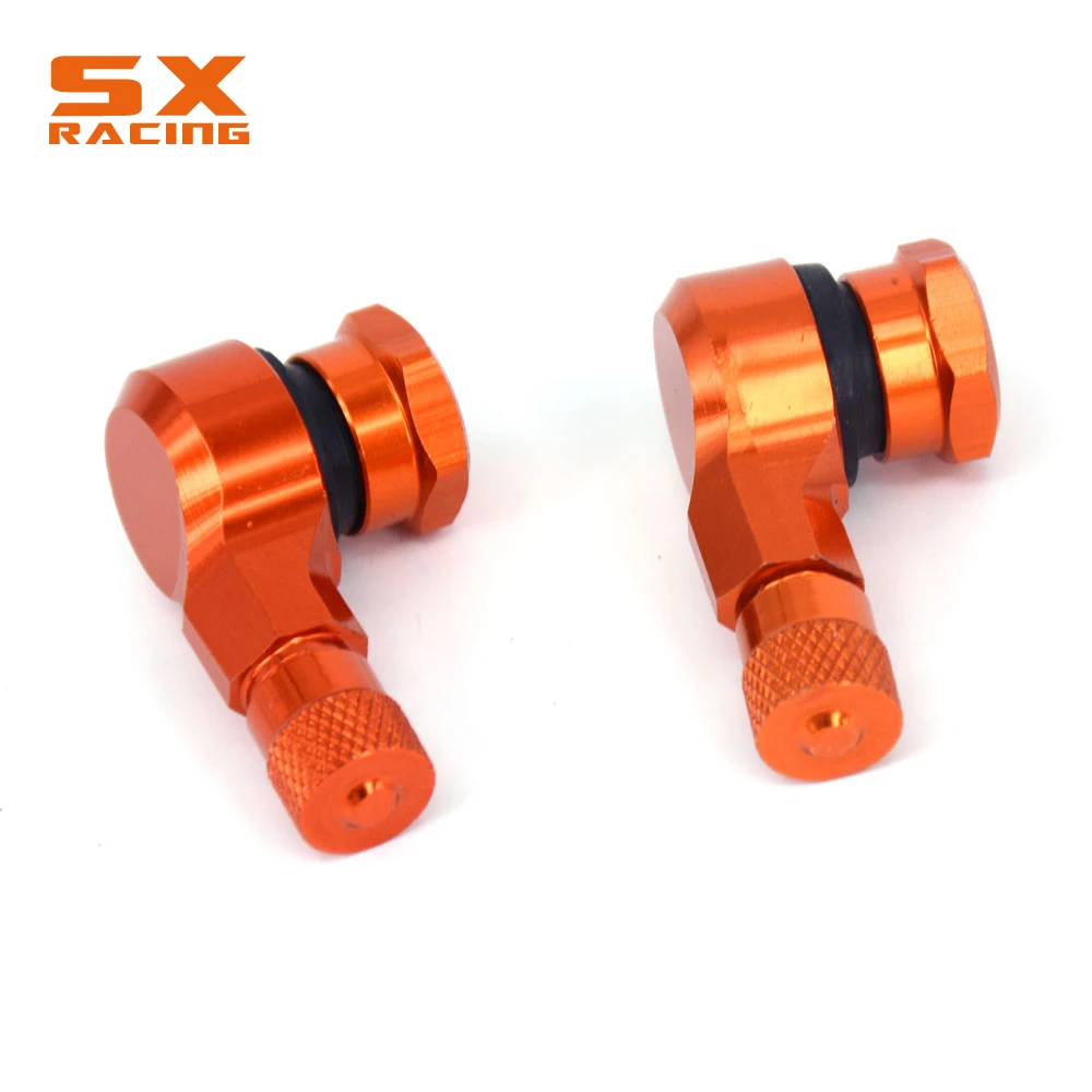 Motorcycle CNC Universal Orange 2PCS Rim Wheel Valve Stems Tire Tyre Cap 90 Degree For KTM DUKE RC SMC R SUPER SMT ADVENTURE RC