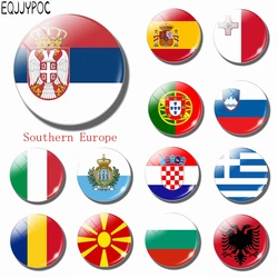 National Flags of Various Countries Photos Refrigerator Stickers Round Glass 30MM Household Refrigerator Accessories