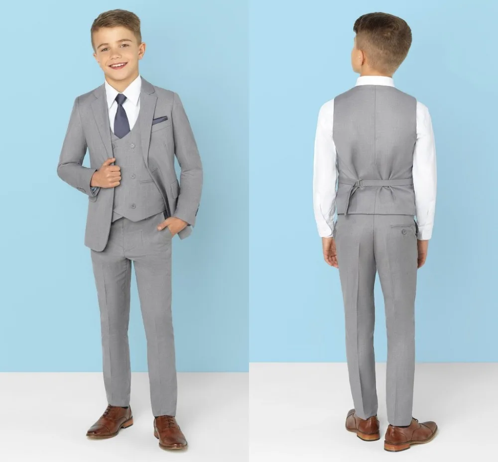 

2019 New Arrival Boys' Attire Peaked Lapel Kids Suits Custom Made Clothing Set 3 Pieces Prom Suits (Jacket+Pants+Tie+Vest) 022