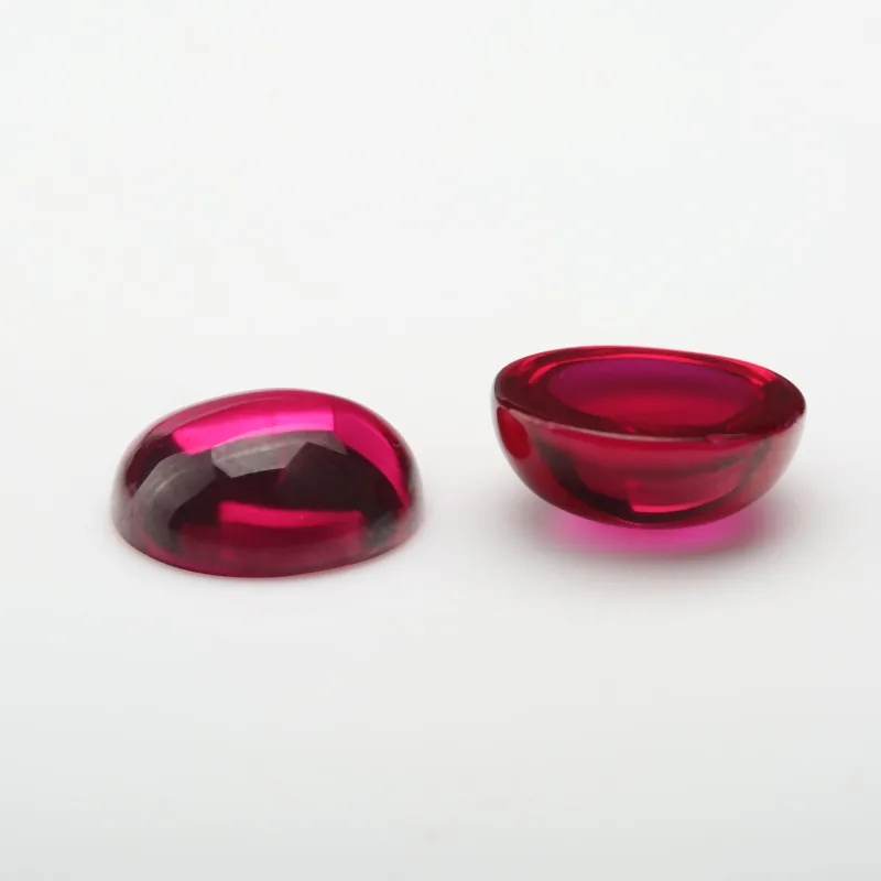 10 stücke 3x5mm ~ 10x14mm 5 # Rot Rubys Oval Form Cabochon Synthetische Korund Edelsteine Labor Erstellt stein – Detail 4