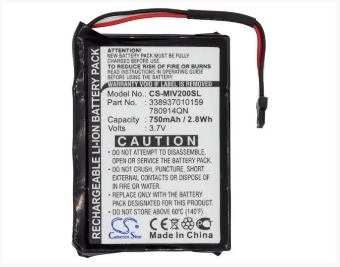 Cameron Sino 750mAh battery for MITAC Mio Moov 200 200e 200u 210 338937010159 780914QN GPS, Navigator Battery