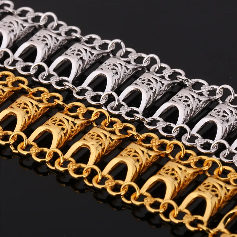 U7 Hollow Out Infinity Pattern Bracelet For Men/Women Gold Color Vintage Big Link Chain Jewelry QC24