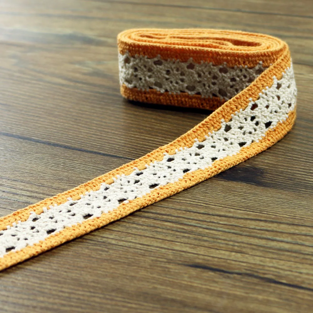 color Hot Sale Cotton Lace Roll Ribbon Knit Adhesive Tape Sticker Craft Decoration Fabric