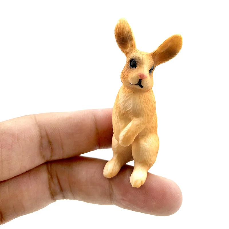 Simulation Rabbit animal models toys figurine small hare forest wild animals plastic Decoration educational toy Gift For Kids