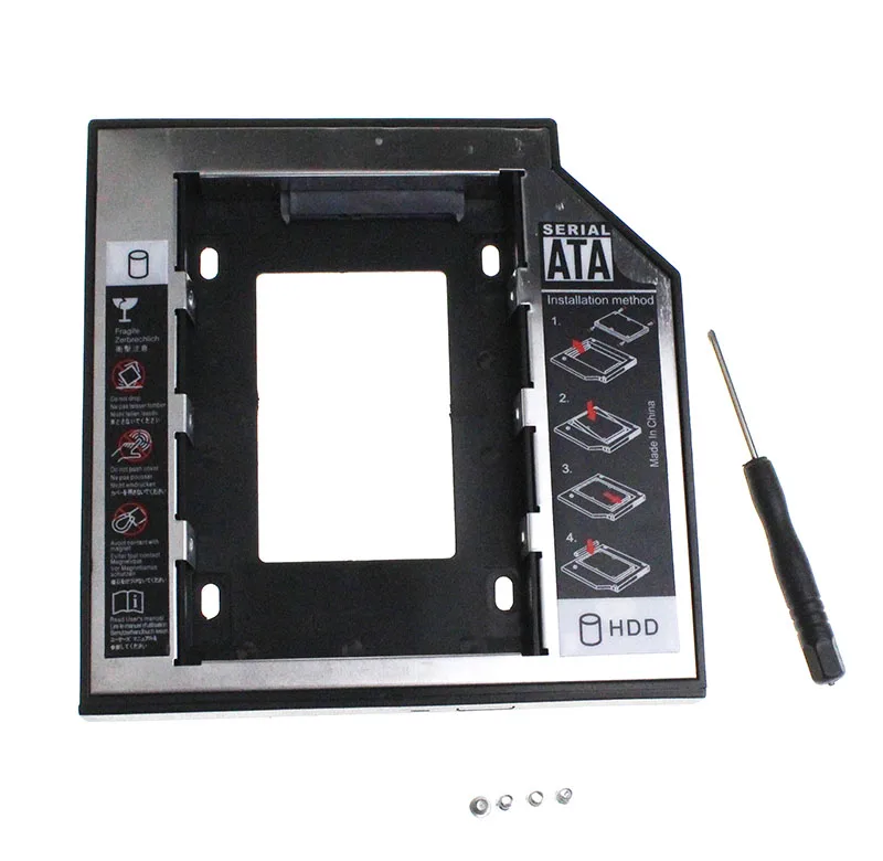 Plastikowy aluminiowy uniwersalny pojemnik na drugi dysk twardy SATA 3.0 12,7 mm do obudowy dysku twardego 2,5" 1 TB + dioda LED do notebooka ODD DVD/CD-ROM