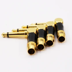 2pcs Hifi 1/4 inch 6.3mm 5U gold plated  right angle 90 degree  male jack plug connector