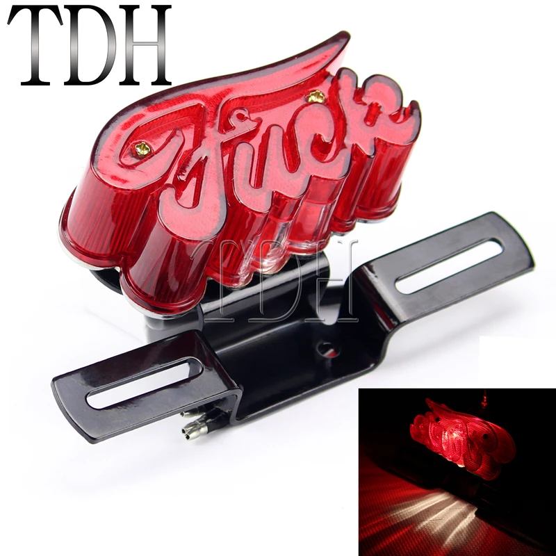 Universal Motorcycle Retro Red Taillight Brake Stop Light License Plate Lamp Rear Light For Harley Softail Custom Chopper Bobber view 2