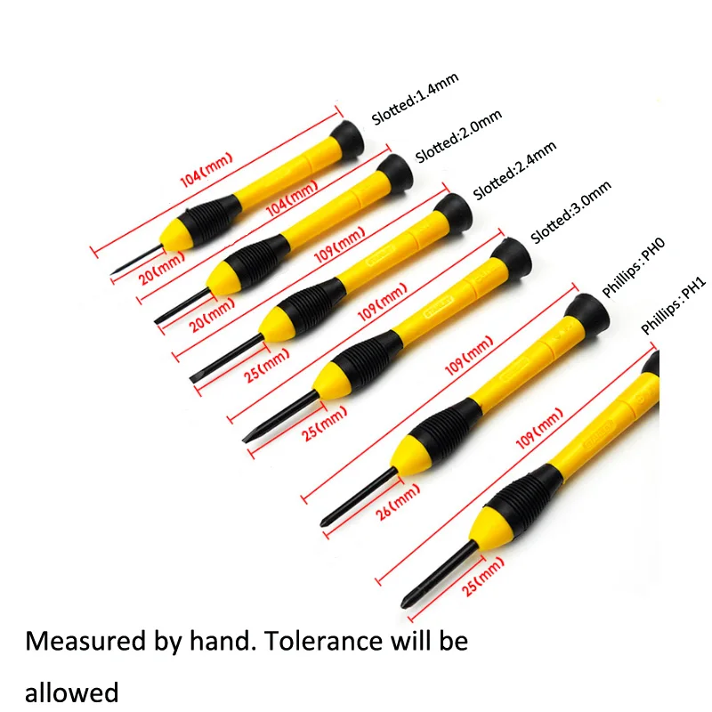 Stanley 6 pcs slotted phillips combination mini screwdriver kit multifunction 1.4mm 2.0mm 2.4mm 3.0mm #0 #1 small driver set