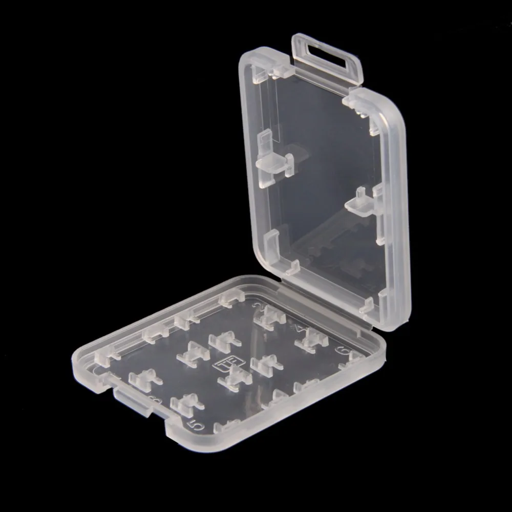 5PCS 8 in 1 Plastic Transparent Standard SD SDHC Memory Card Case Holder Box Storage Card Case