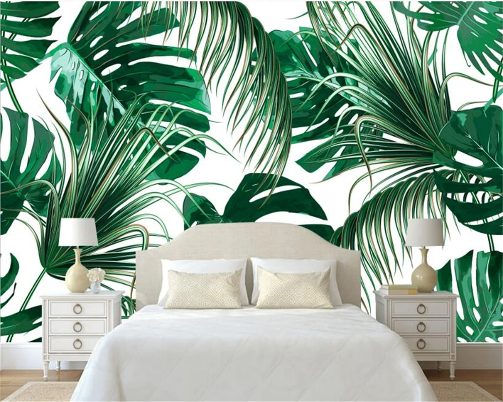 beibehang Modern fashion personality wallpaper simple fresh rain forest plant banana leaves pastoral murals backdrop wall paper