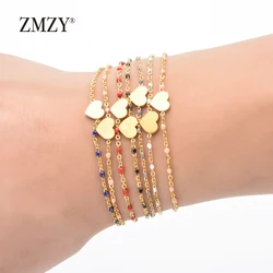 ZMZY Stainless Steel Anniversary Gift Charms Heart Bracelet Matching Couples Bracelets Relationship Bijoux Gifts for Women