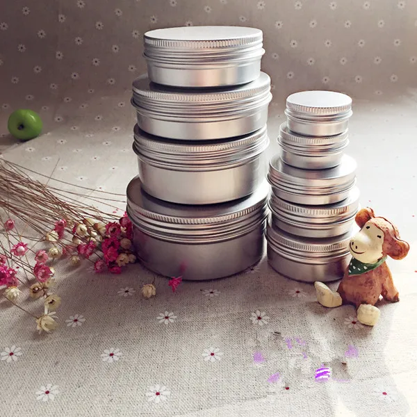 50pcs/lot 5g 10g 15g 20g 30g 40g 50g Aluminum Jars 5ml 10ml 15ml 20ml 30ml 40g 50ml Empty Cosmetic Metal aluminum Tin Containers