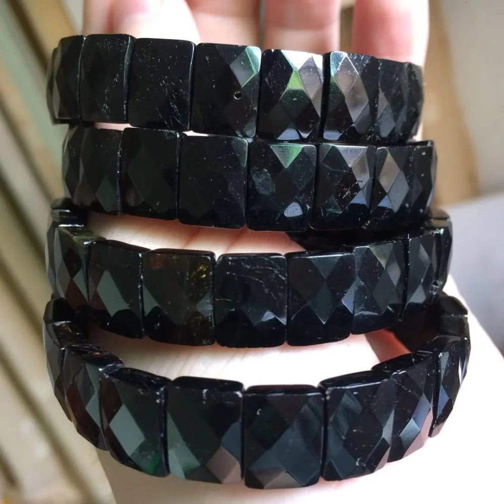 black tourmaline stone beads bracelet natural energy stone bangle fine jewelry bracelet for woman for gift wholesale !